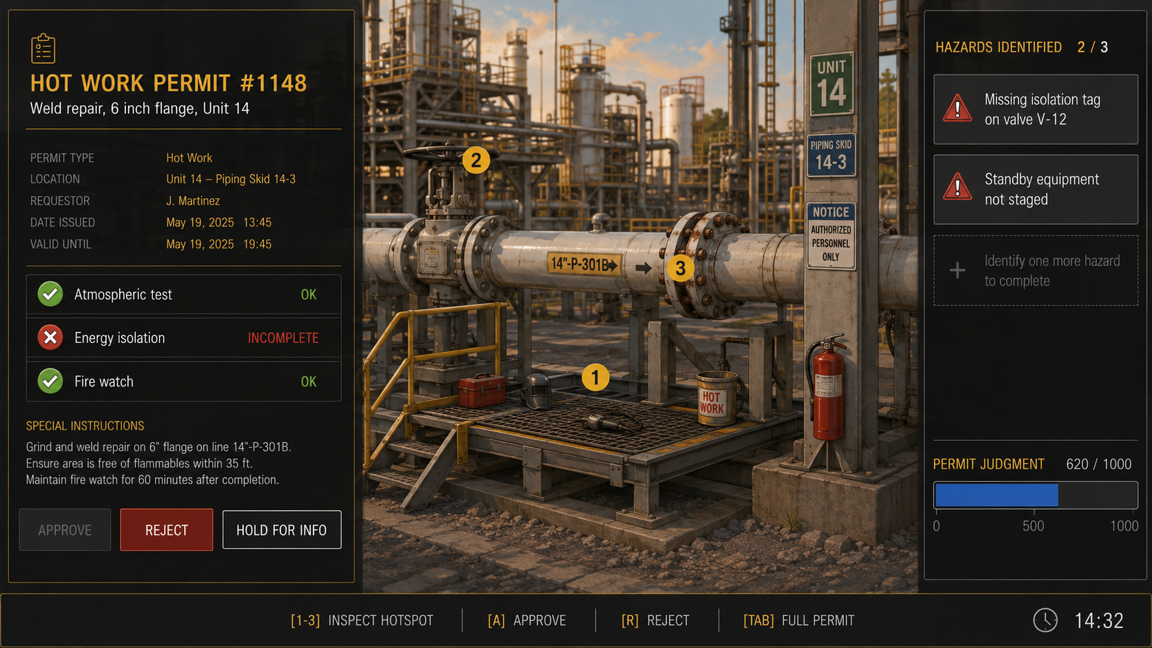 Permit Master, a permit-to-work document review simulation
